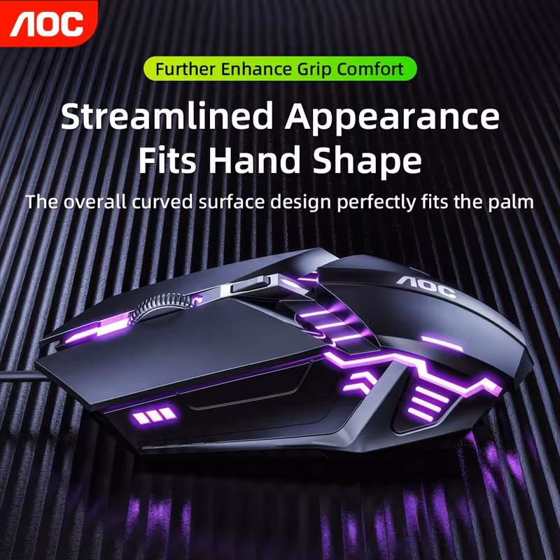 Mouse Tipo Gamer AOC con cable USB